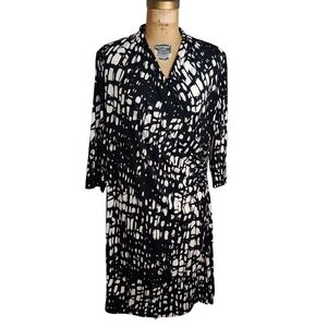 Coldwater Creek Black and White Patterned Wrap Style Dress, XL